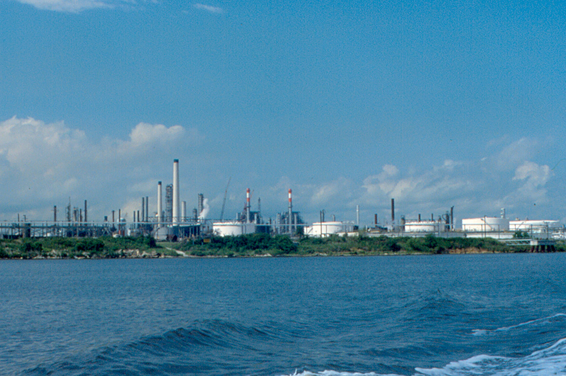 Refinery skyline on the Houston Ship Channel seen from the water